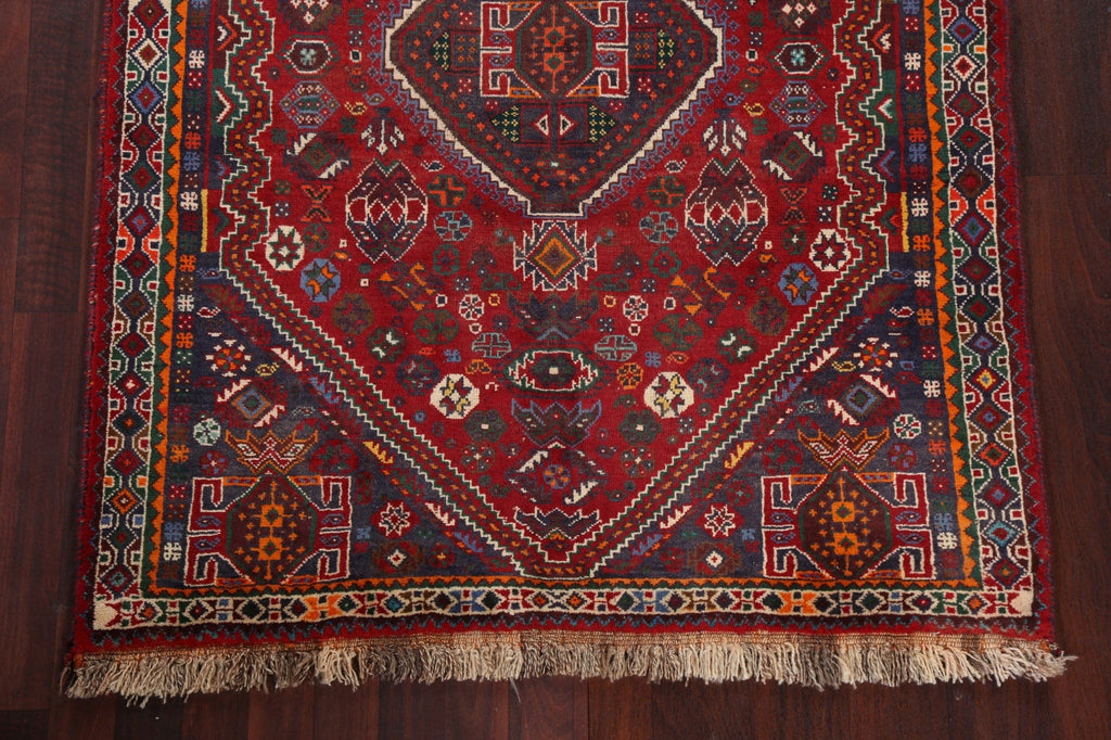 Geometric Red Abadeh Persian Runner Rug 4x9