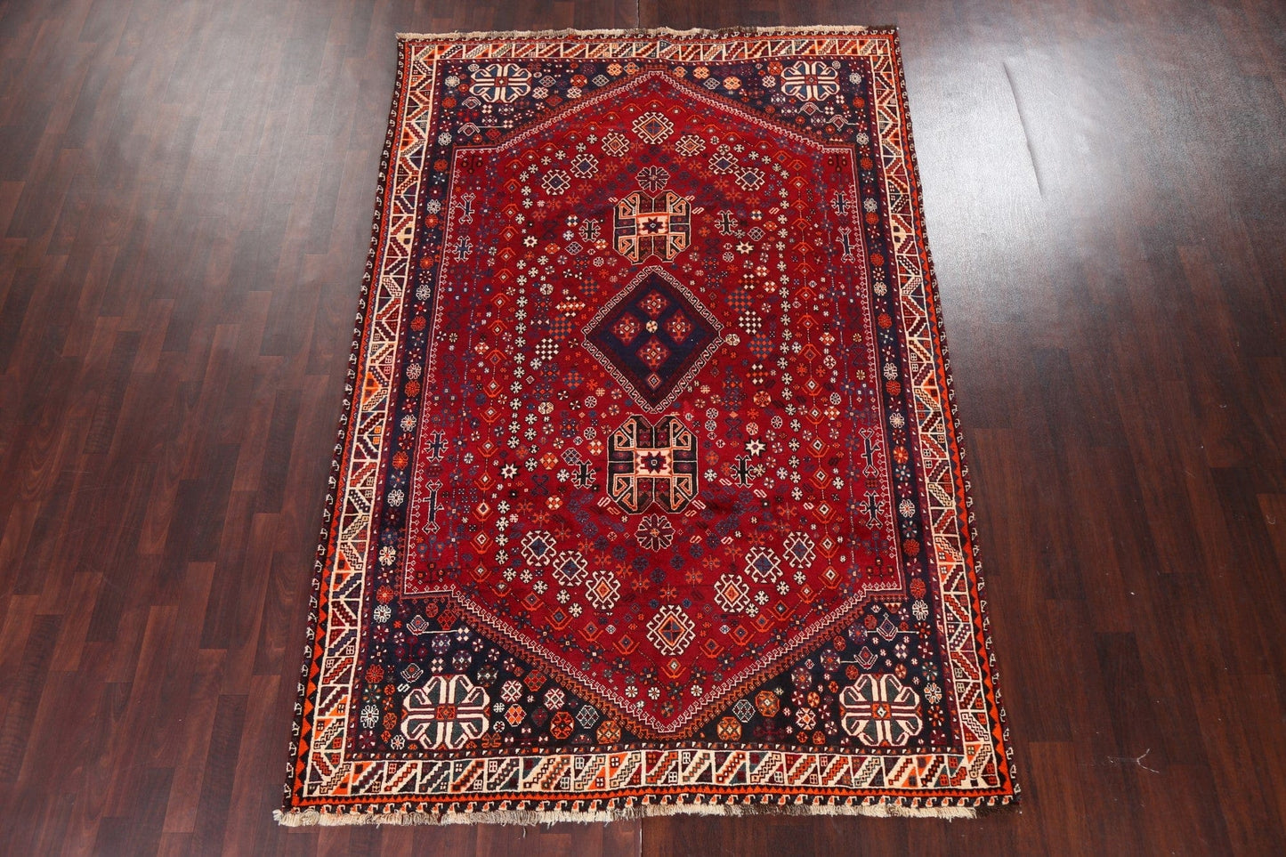 Vintage Wool Shiraz Persian Area Rug 7x10