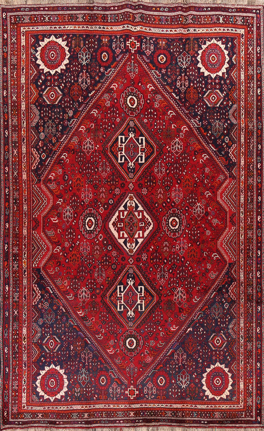 Vintage Tribal Red Shiraz Persian Area Rug 7x11