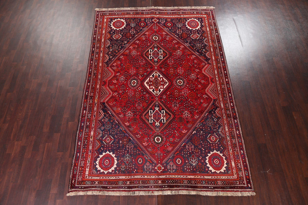 Vintage Tribal Red Shiraz Persian Area Rug 7x11