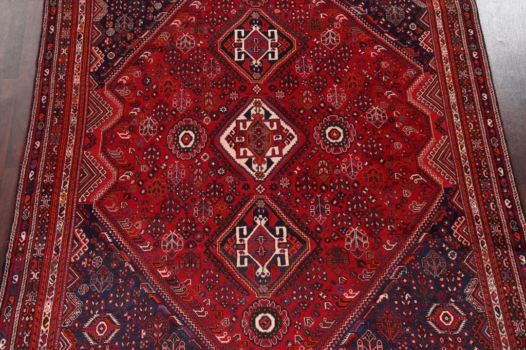 Vintage Tribal Red Shiraz Persian Area Rug 7x11