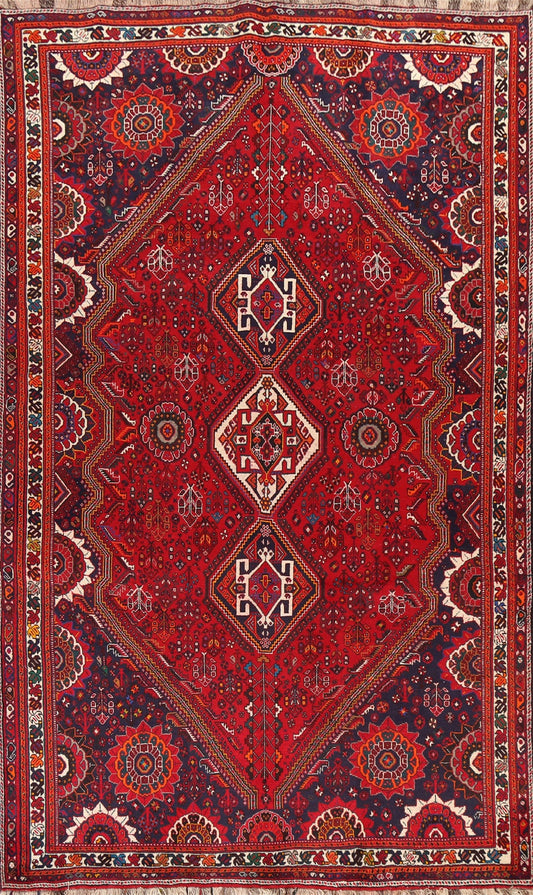 Vintage Tribal Shiraz Persian Area Rug 7x11