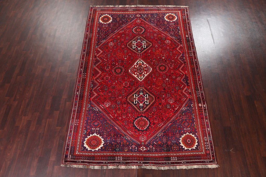 Vintage Red Shiraz Persian Area Rug 7x11