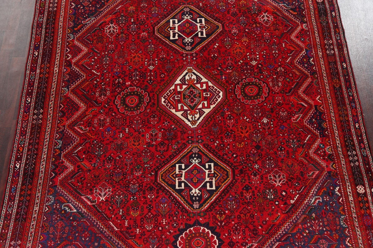 Vintage Red Shiraz Persian Area Rug 7x11