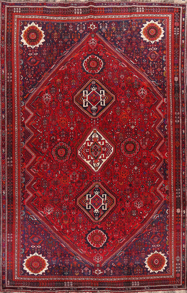 Vintage Red Shiraz Persian Area Rug 7x11