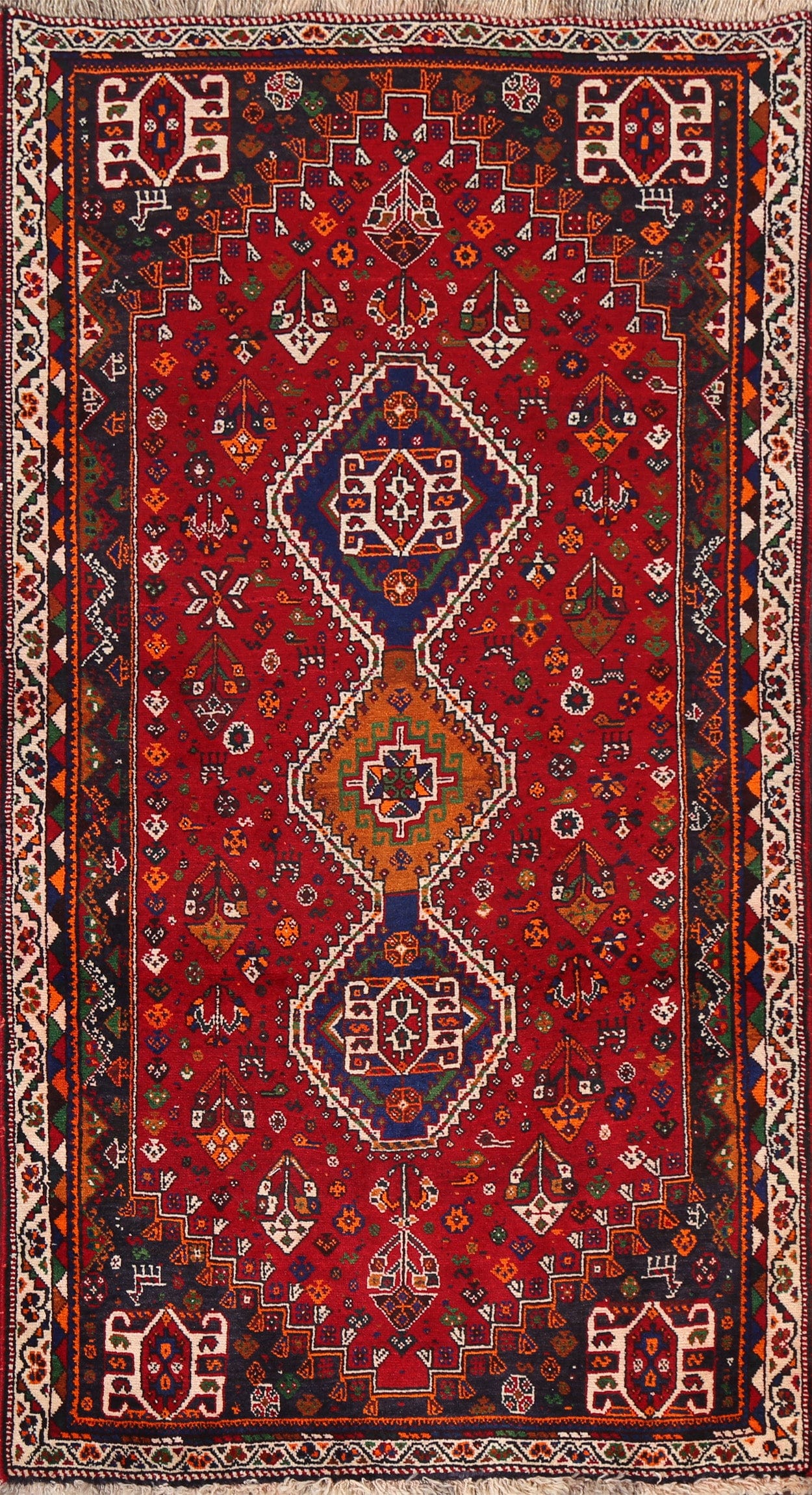 Tribal Geometric Abadeh Nafari Persian Area Rug 4x7