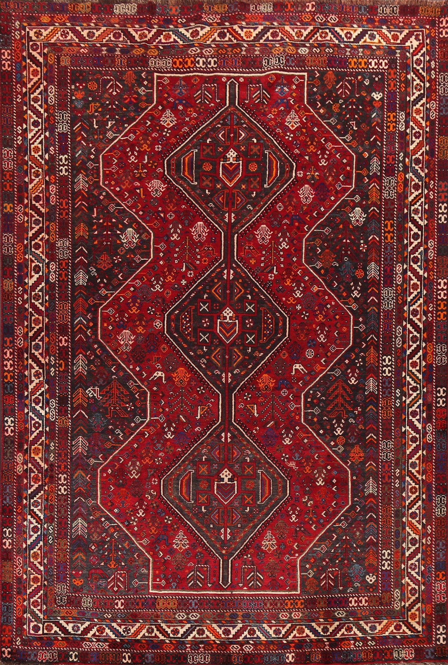 Tribal Vintage Shiraz Persian Area Rug 7x10