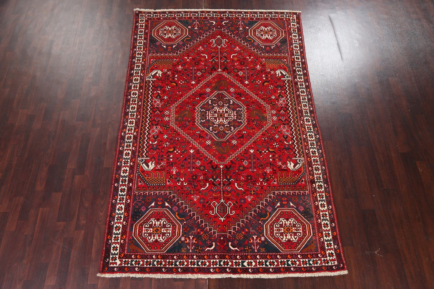 Vintage Wool Red Shiraz Persian Area Rug 6x10