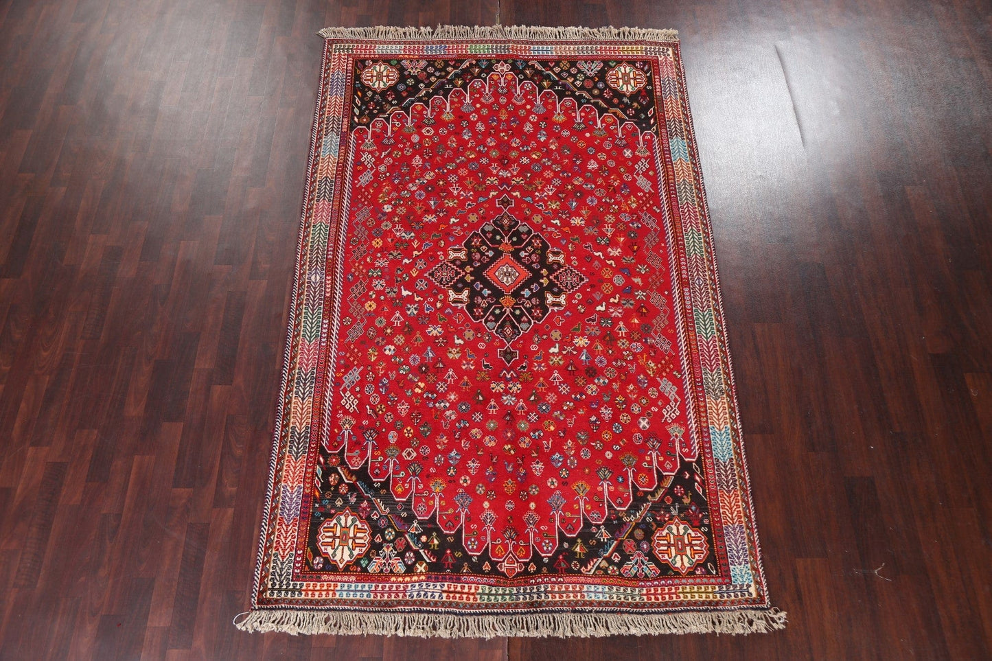 Vegetable Dye Red Shiraz Kashkoli Persian Area Rug 6x10