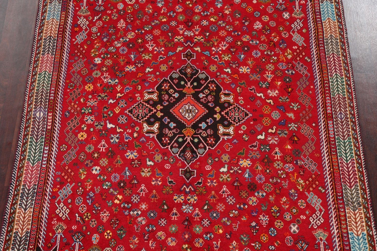 Vegetable Dye Red Shiraz Kashkoli Persian Area Rug 6x10