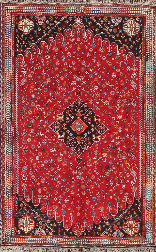 Vegetable Dye Red Shiraz Kashkoli Persian Area Rug 6x10