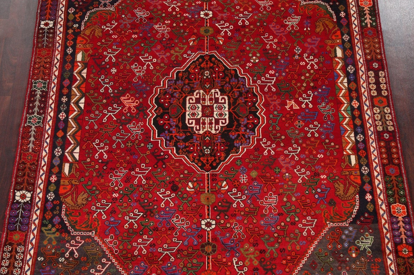 Vintage Wool Red Abadeh Persian Area Rug 6x9