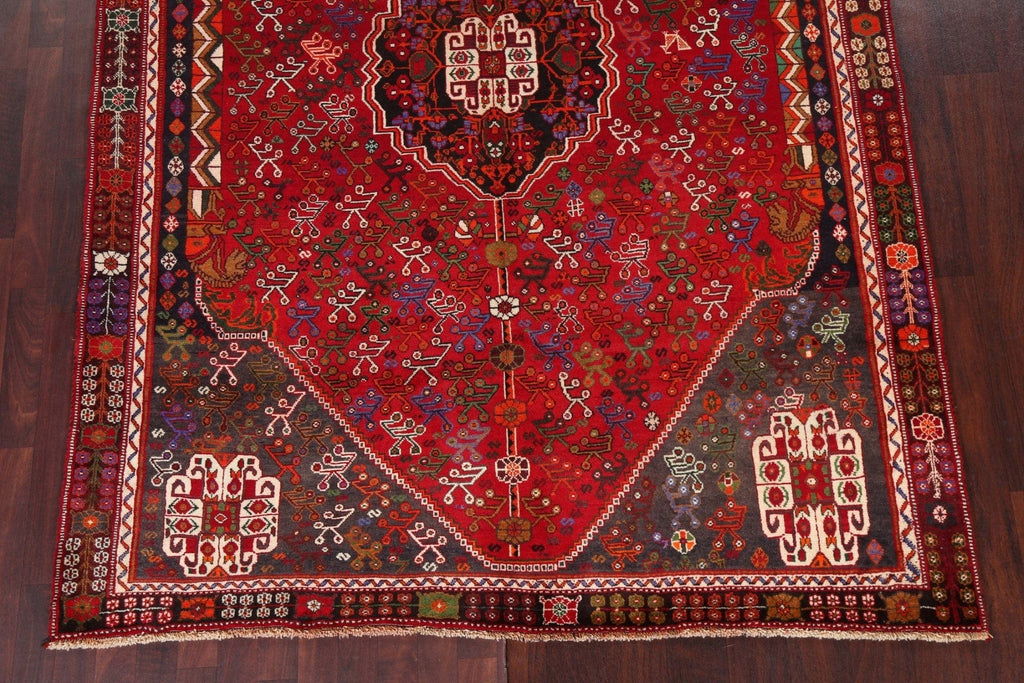 Vintage Wool Red Abadeh Persian Area Rug 6x9