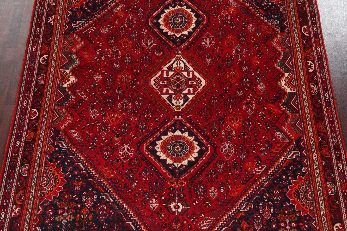 Vintage Tribal Red Qashqai Persian Area Rug 7x11