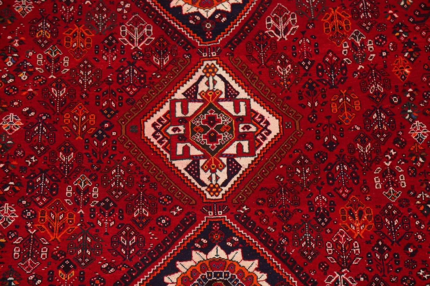 Vintage Tribal Red Qashqai Persian Area Rug 7x11