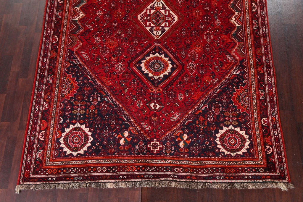 Vintage Tribal Red Qashqai Persian Area Rug 7x11