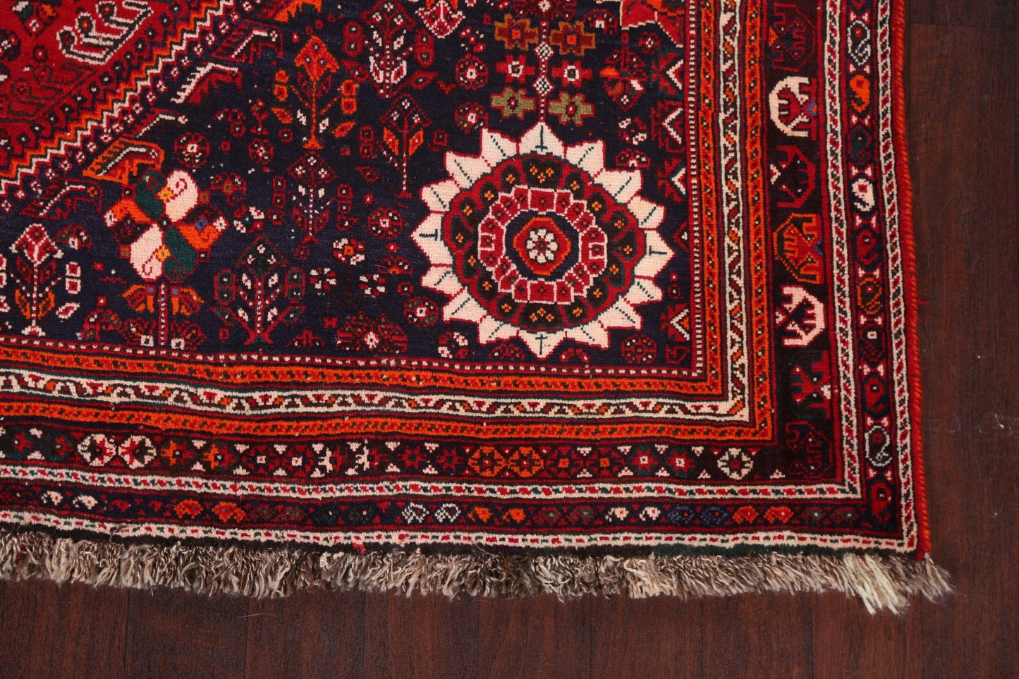 Vintage Tribal Red Qashqai Persian Area Rug 7x11