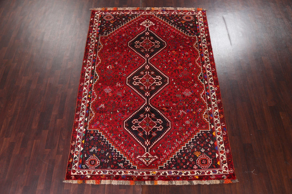 Vintage Red Wool Shiraz Persian Area Rug 7x10