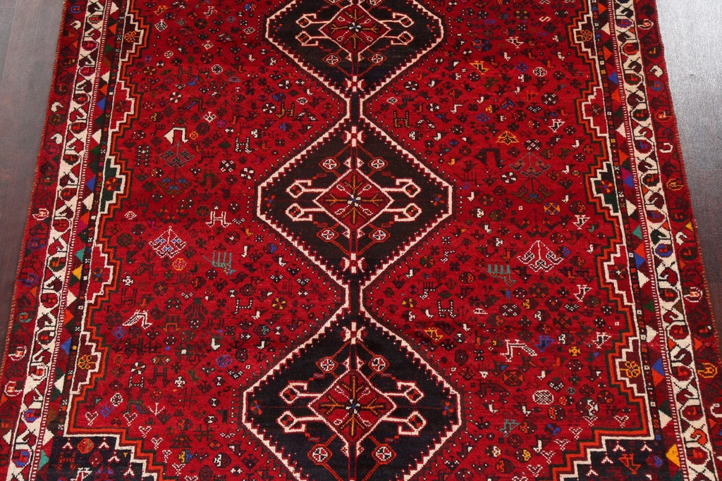 Vintage Red Wool Shiraz Persian Area Rug 7x10