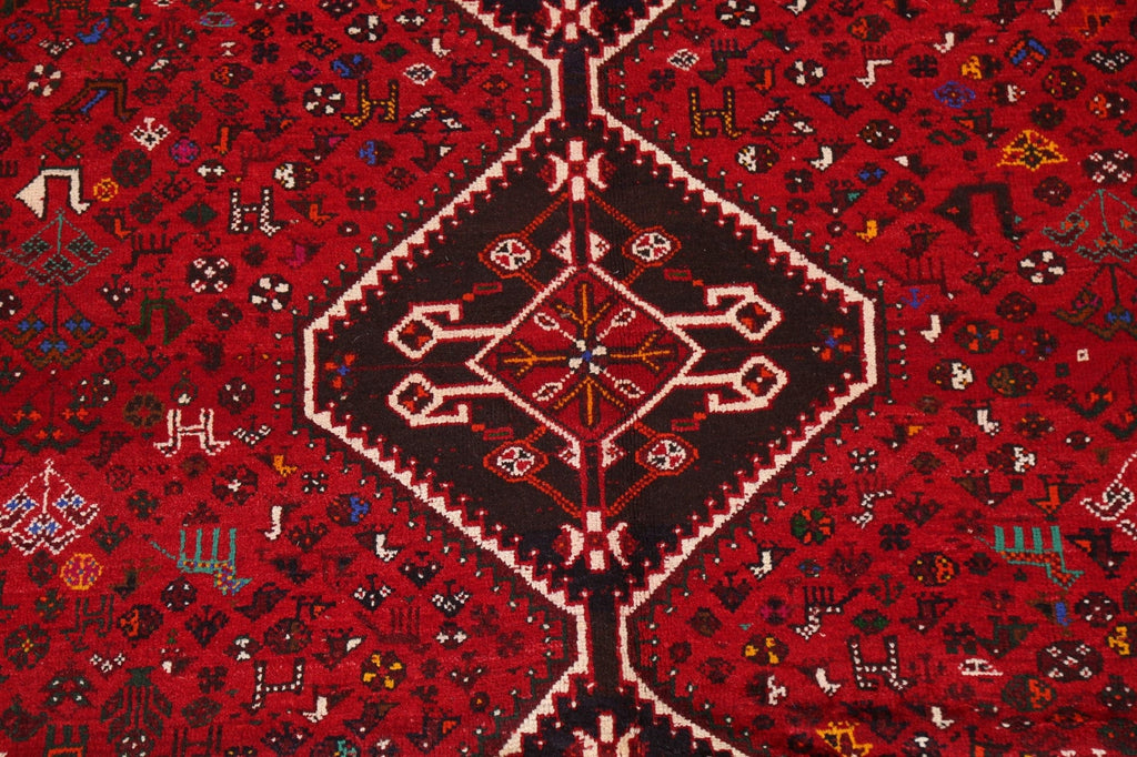 Vintage Red Wool Shiraz Persian Area Rug 7x10