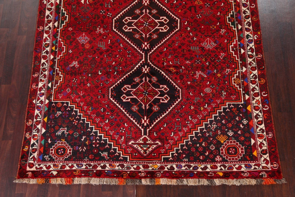 Vintage Red Wool Shiraz Persian Area Rug 7x10