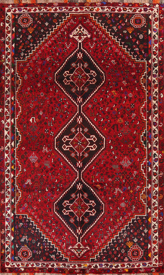 Vintage Red Wool Shiraz Persian Area Rug 7x10