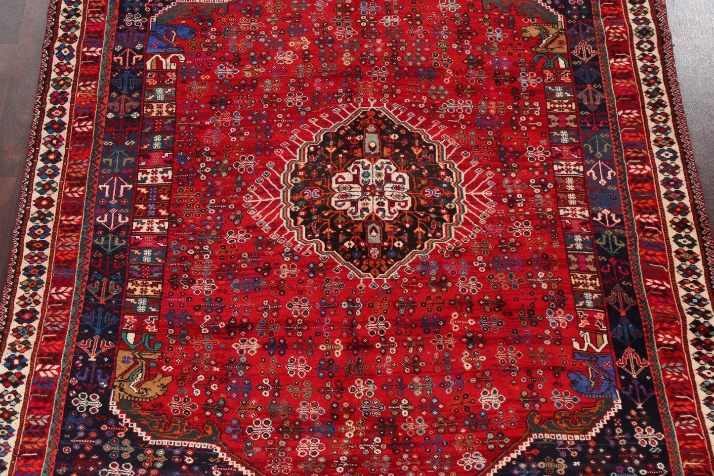 Vintage Wool Red Shiraz Persian Area Rug 7x9