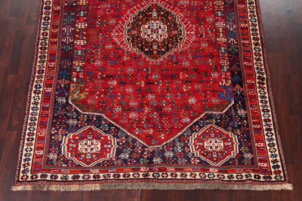 Vintage Wool Red Shiraz Persian Area Rug 7x9