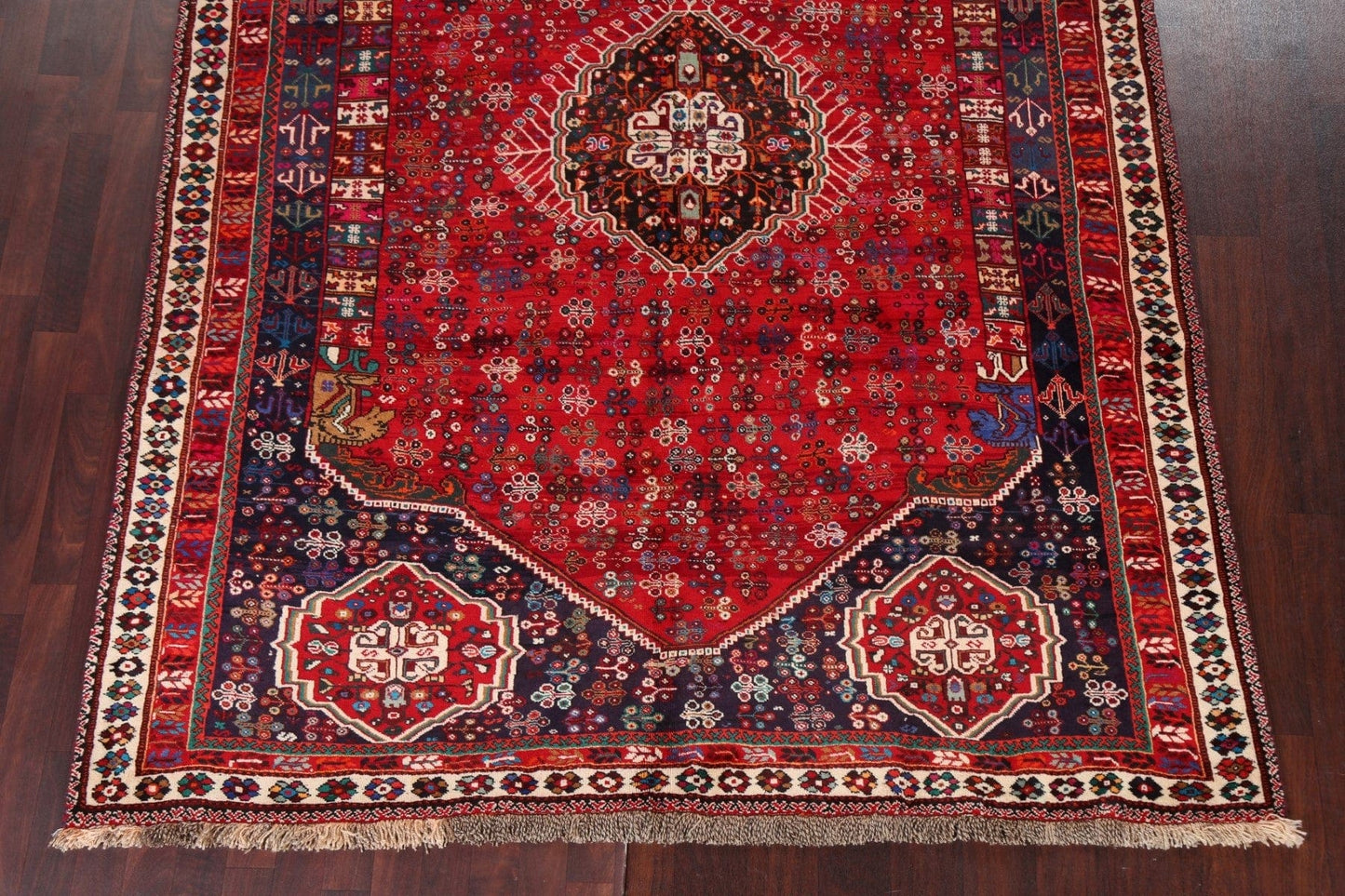 Vintage Wool Red Shiraz Persian Area Rug 7x9