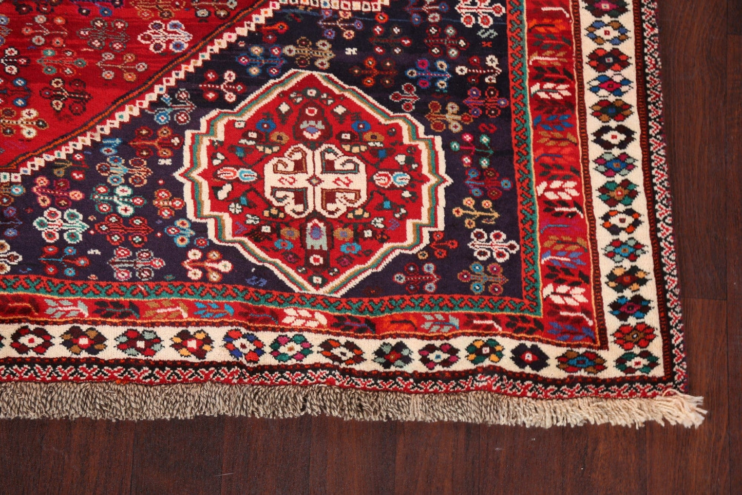 Vintage Wool Red Shiraz Persian Area Rug 7x9