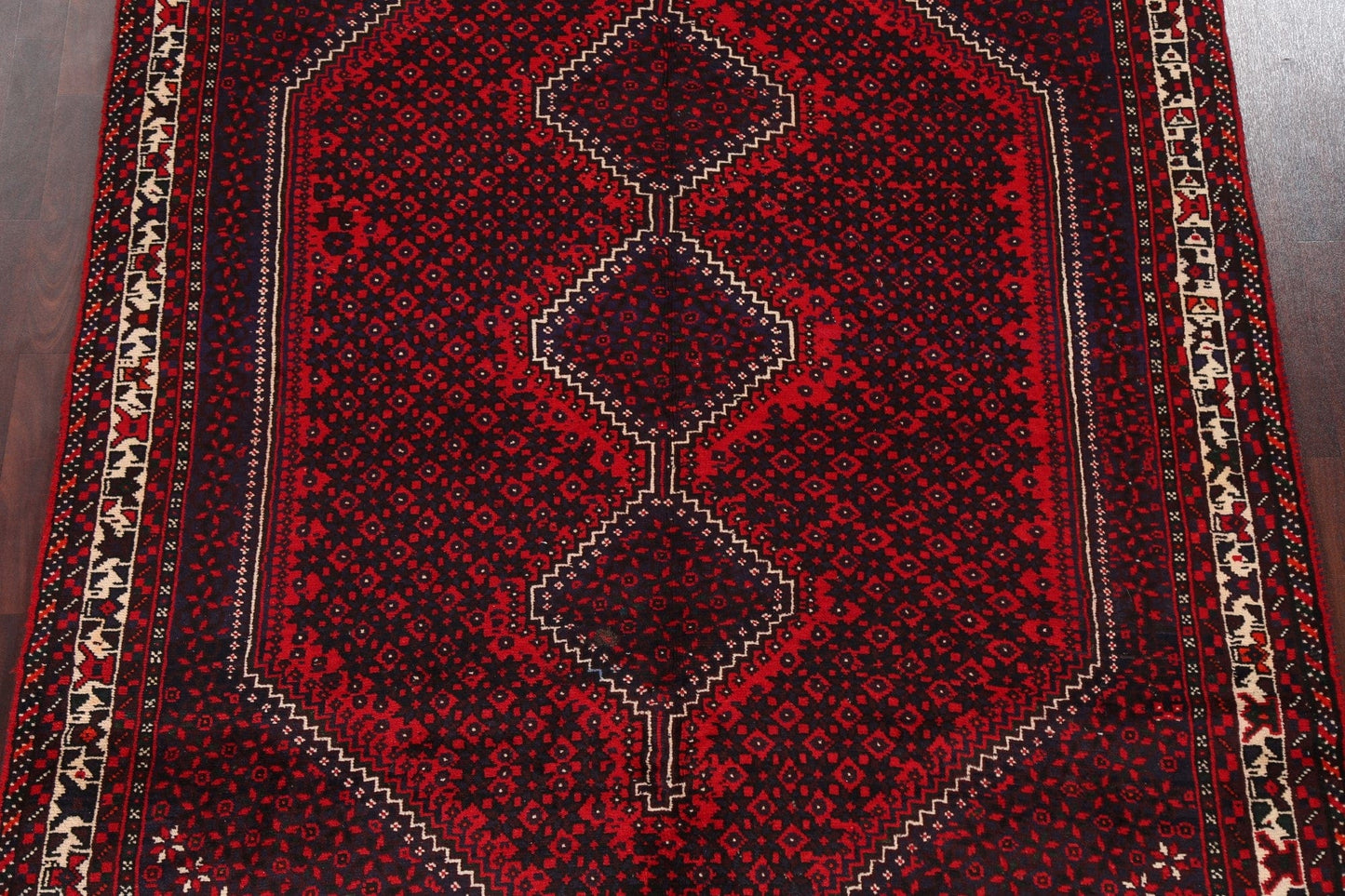 Black/ Red Handmade Wool Lori Persian Area Rug 7x9