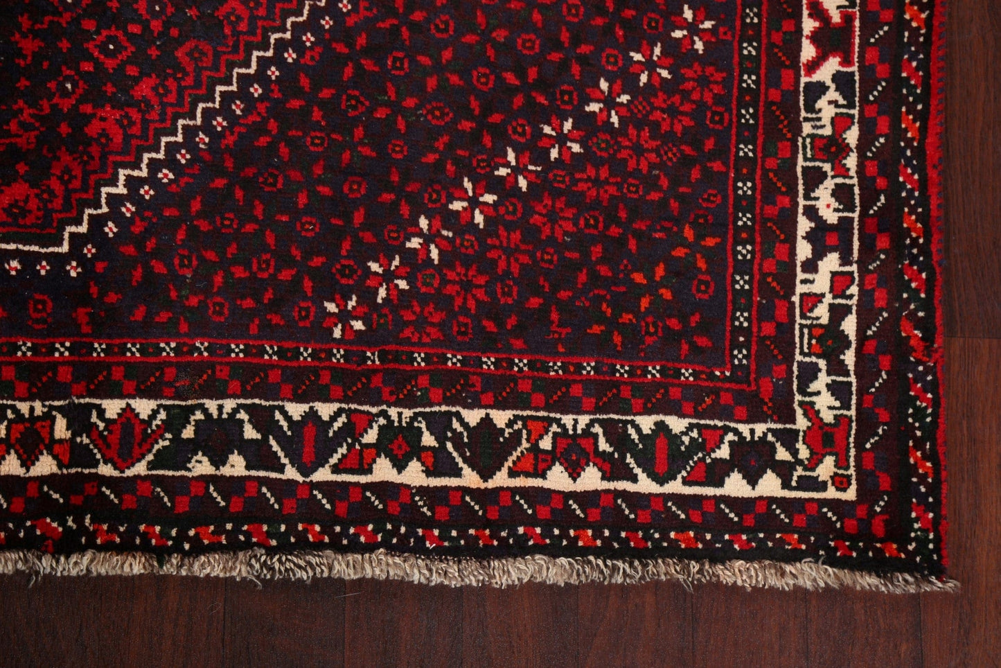 Black/ Red Handmade Wool Lori Persian Area Rug 7x9