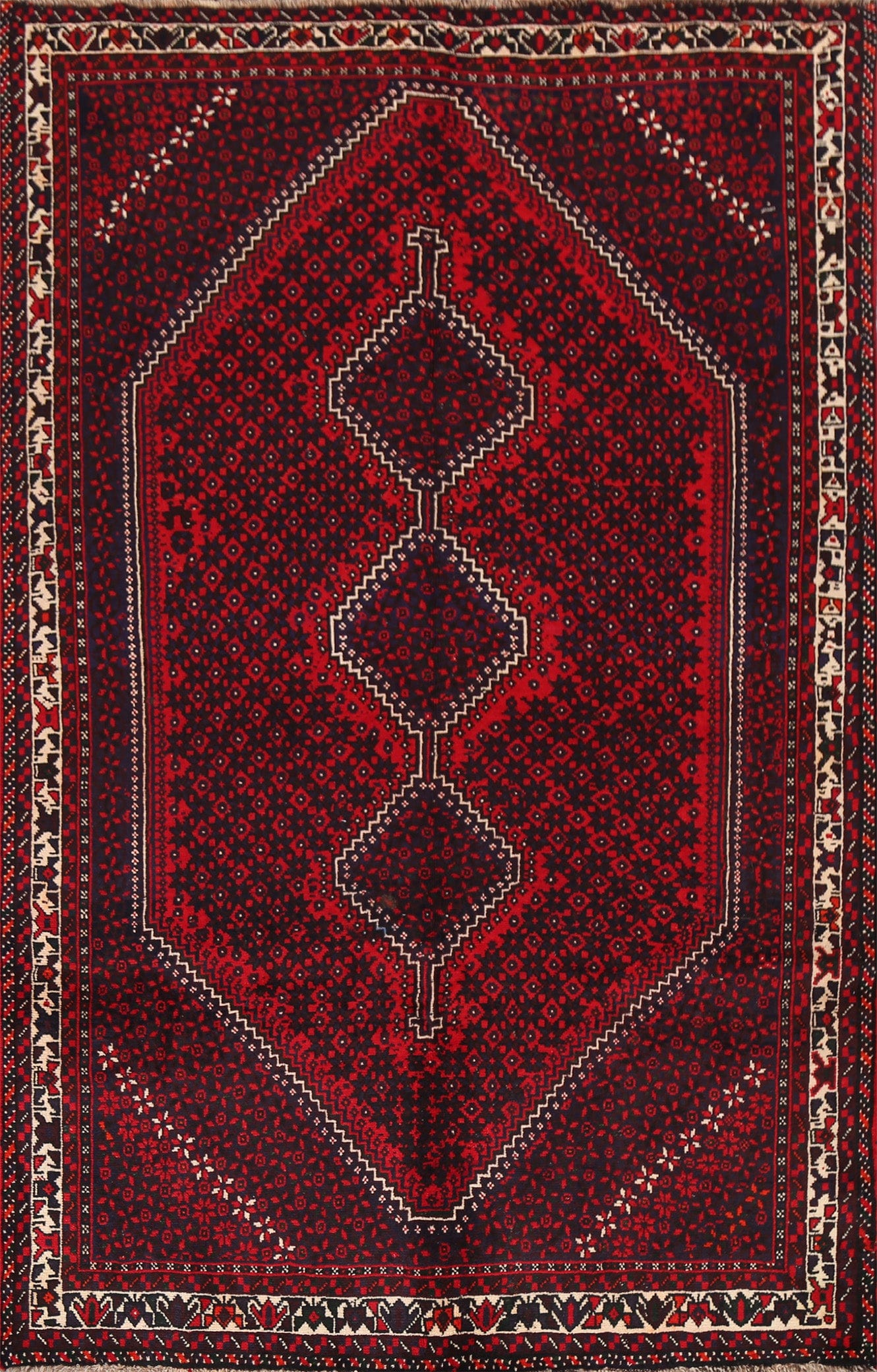 Black/ Red Handmade Wool Lori Persian Area Rug 7x9