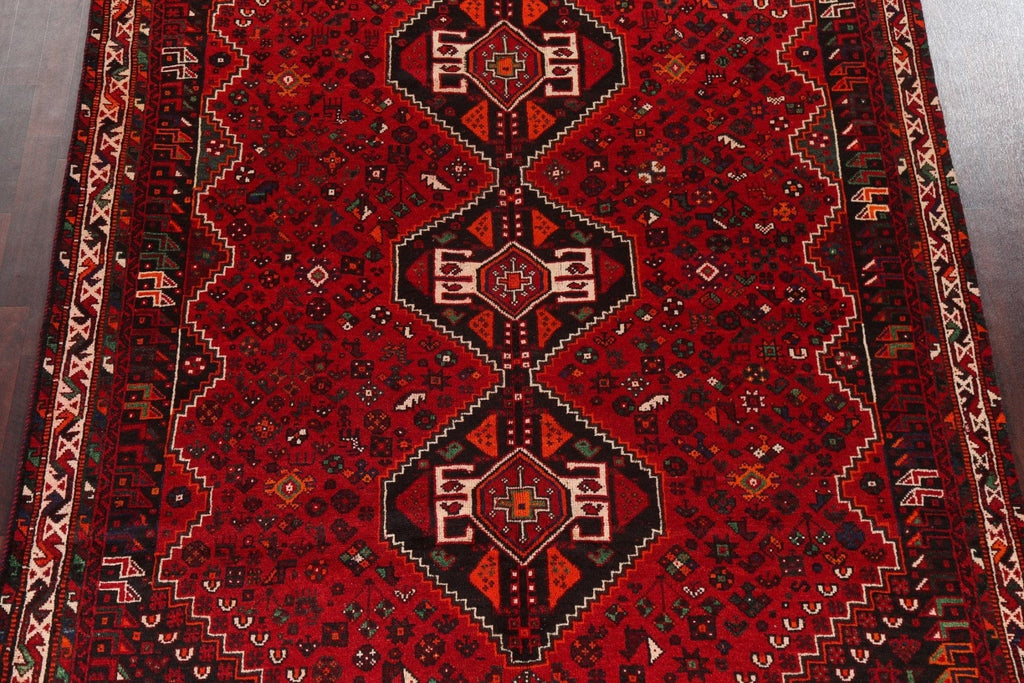 Vintage Tribal Shiraz Persian Area Rug 7x11