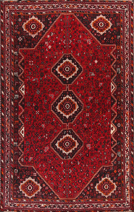 Vintage Tribal Shiraz Persian Area Rug 7x10