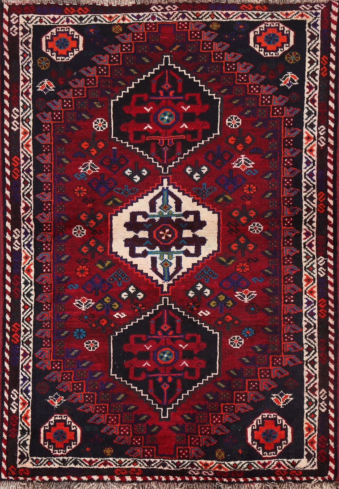 Handmade Wool Shiraz Persian Area Rug 4x5