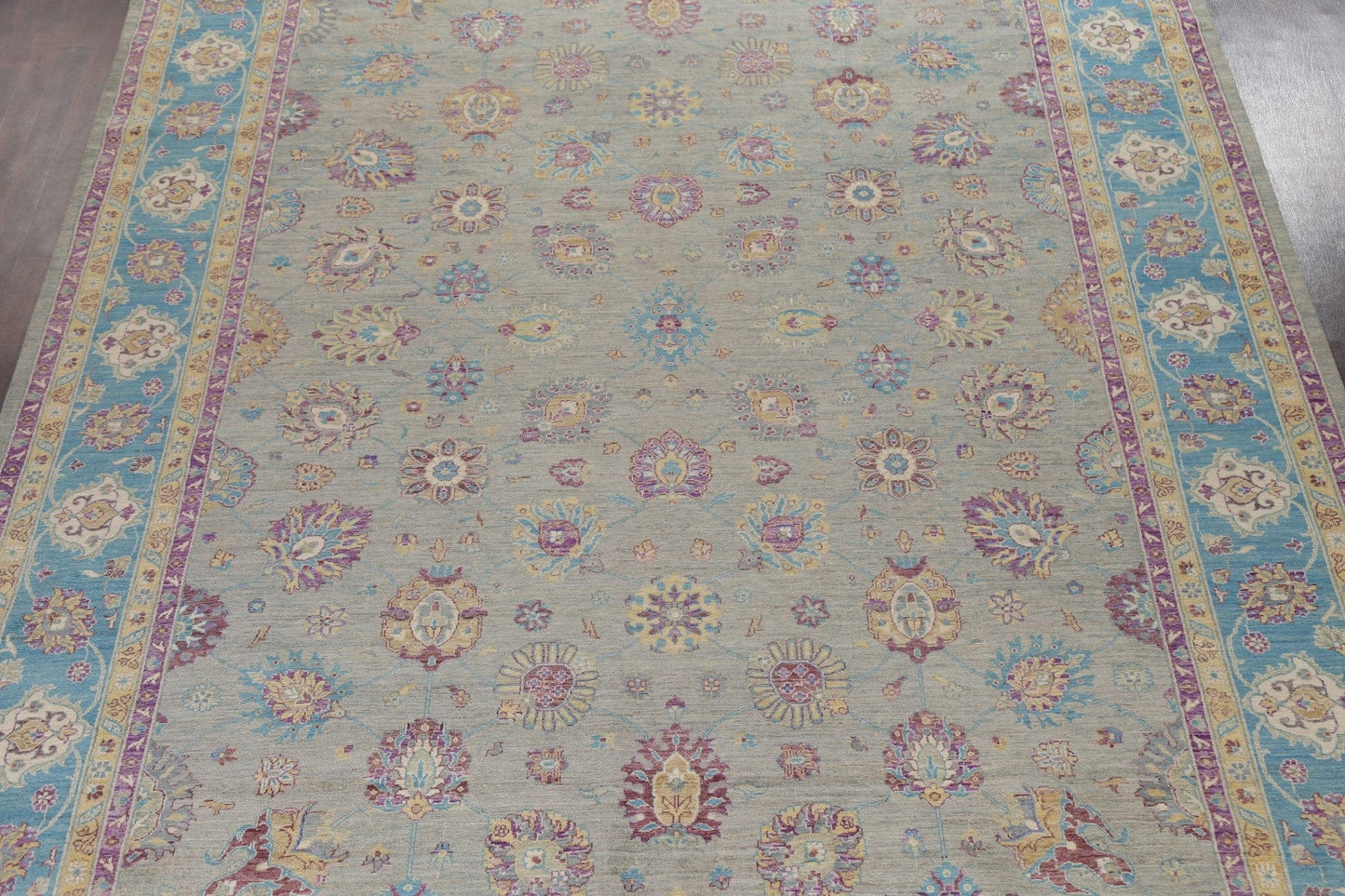 Vegetable Dye Large Oushak Wool Handmade Rug 11x15