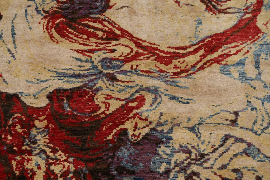 Vegetable Dye Abstract Oriental Area Rug 9x11