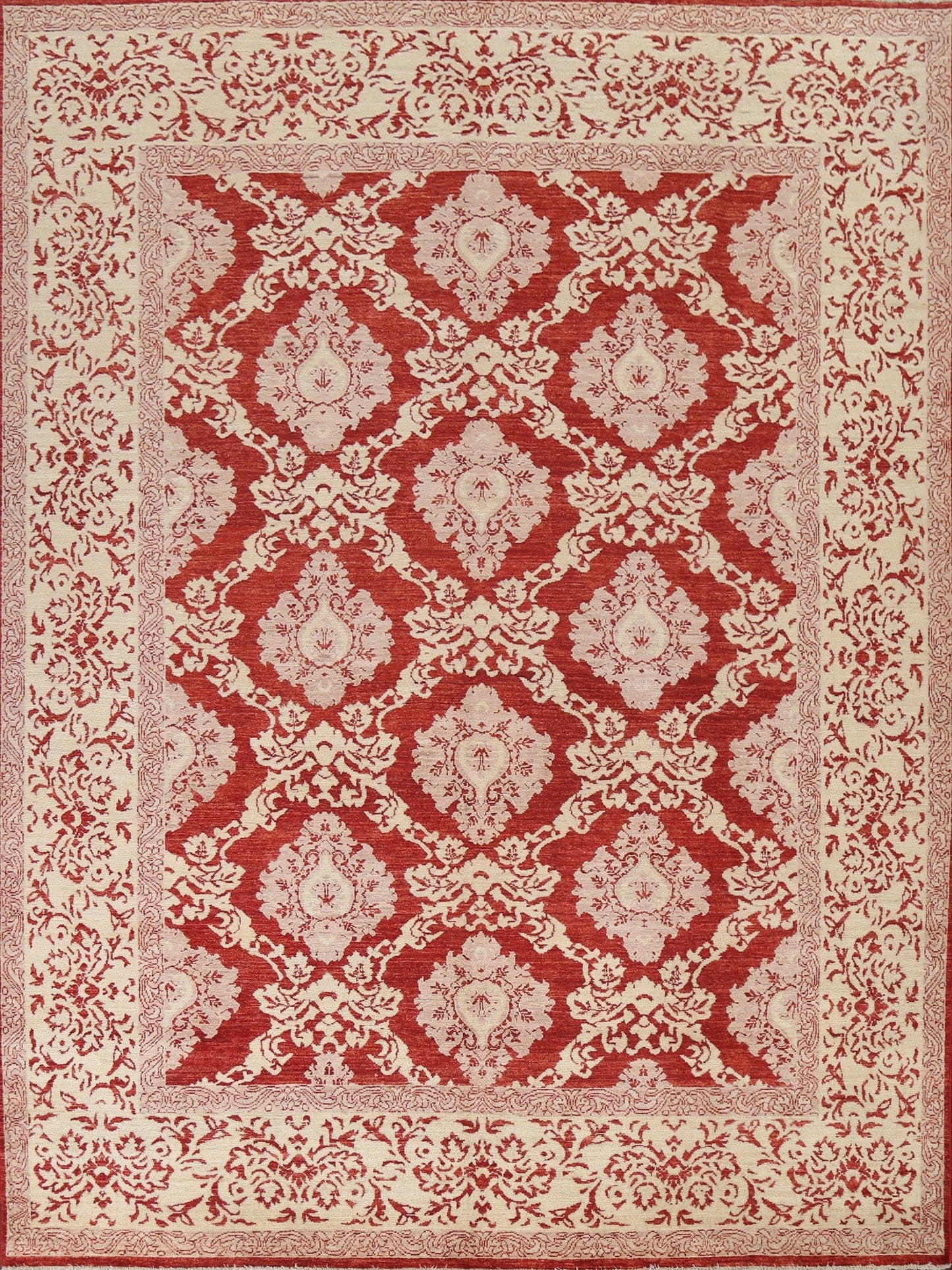 Red Floral Ziegler Handmade Wool Rug 8x10