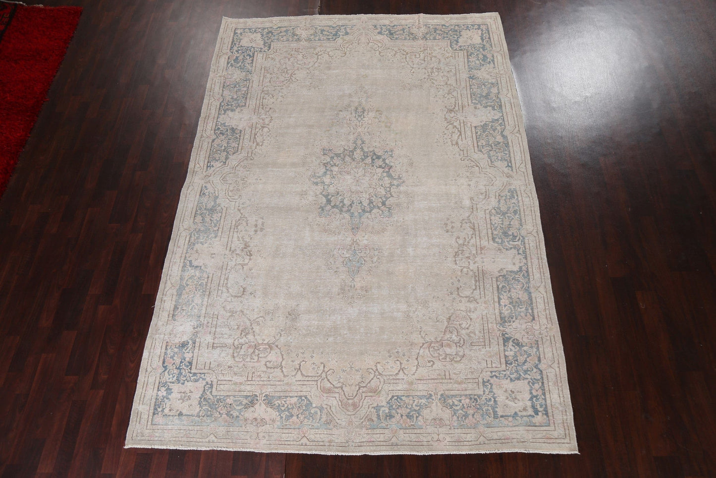 Antique Distressed Kerman Persian Rug 8x11