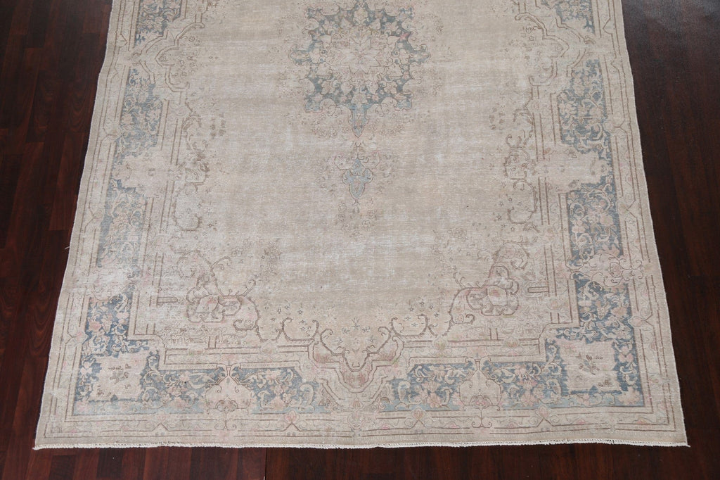 Antique Distressed Kerman Persian Rug 8x11