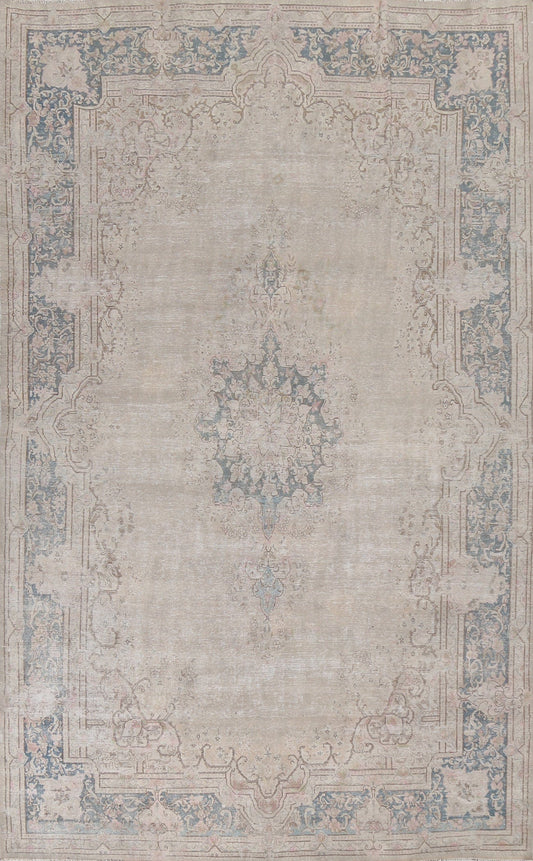 Antique Distressed Kerman Persian Rug 8x11