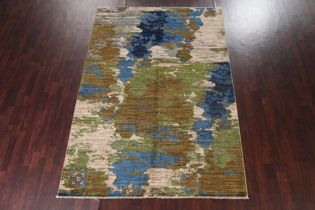 Vegetable Dye Handmade Abstract Oriental Rug 7x10