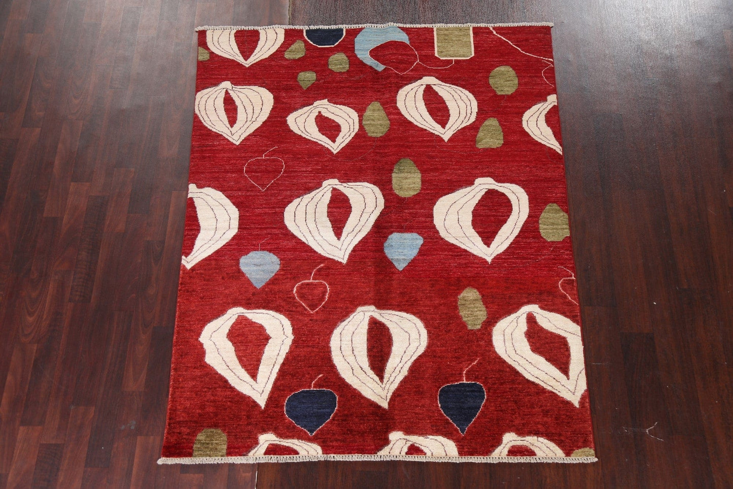 Modern Red Gabbeh Kashkoli Oriental Area Rug 5x6