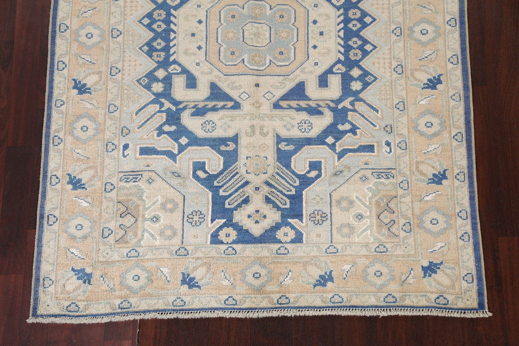 Vegetable Dye Geometric Oushak Turkish Wool Rug 4x6