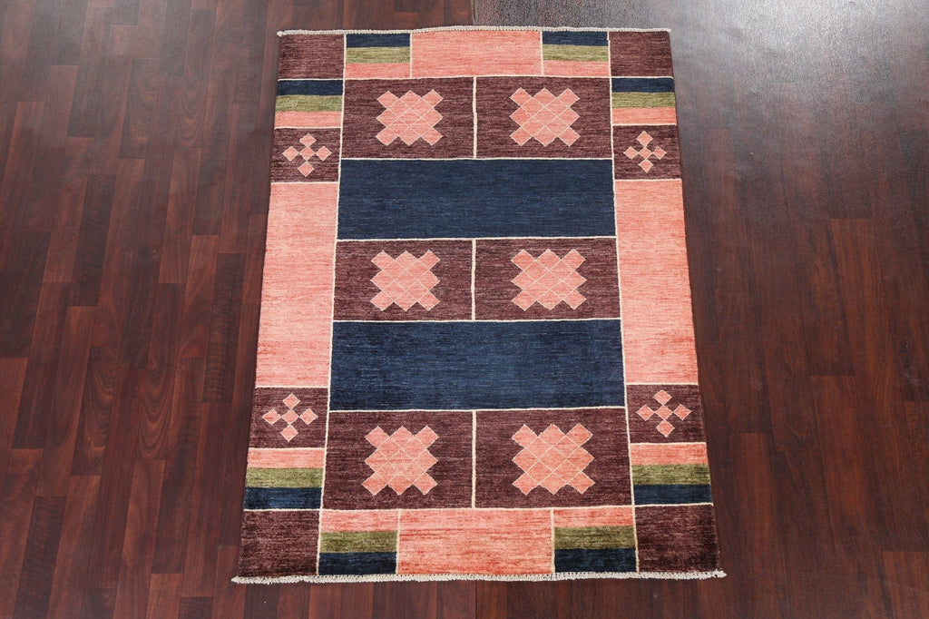 Geometric Gabbeh Kashkoli Wool Oriental Rug 4x6