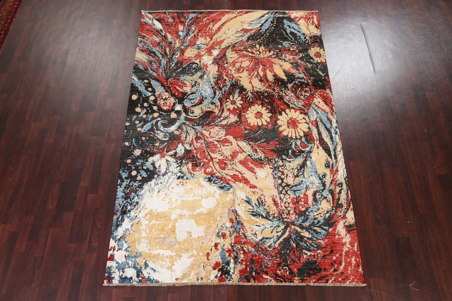 Vegetable Dye Wool/ Silk Abstract Oriental Rug 7x10