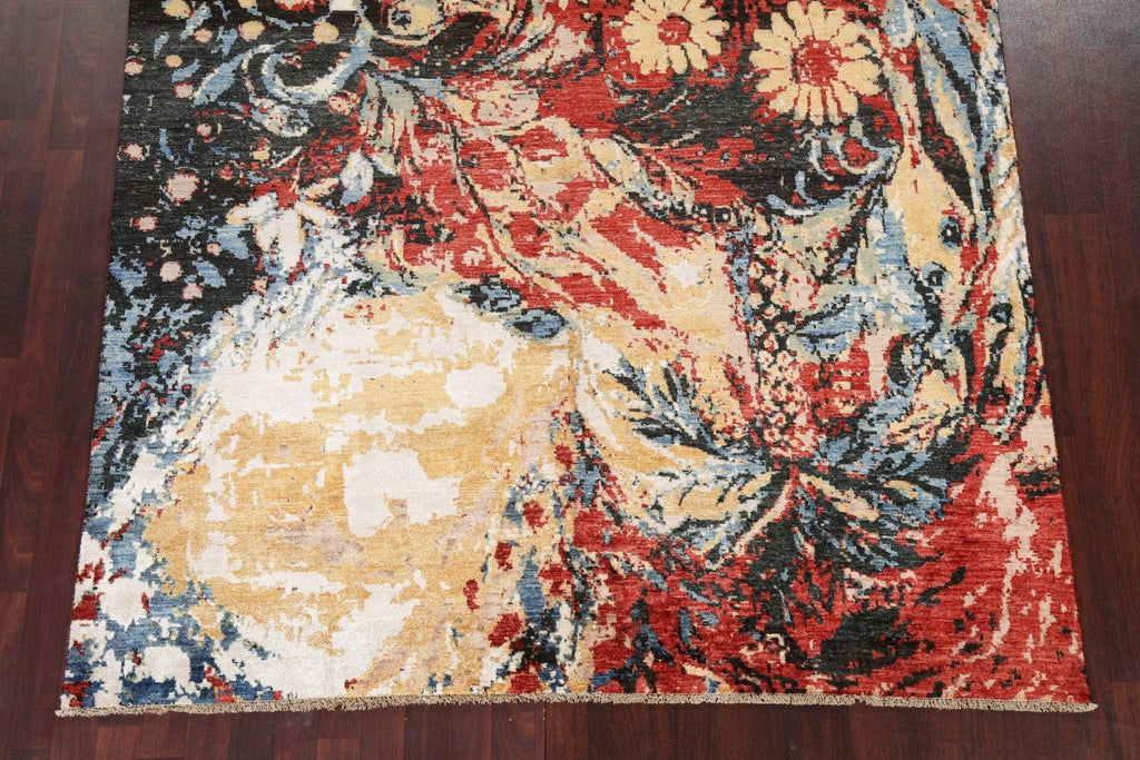 Vegetable Dye Wool/ Silk Abstract Oriental Rug 7x10