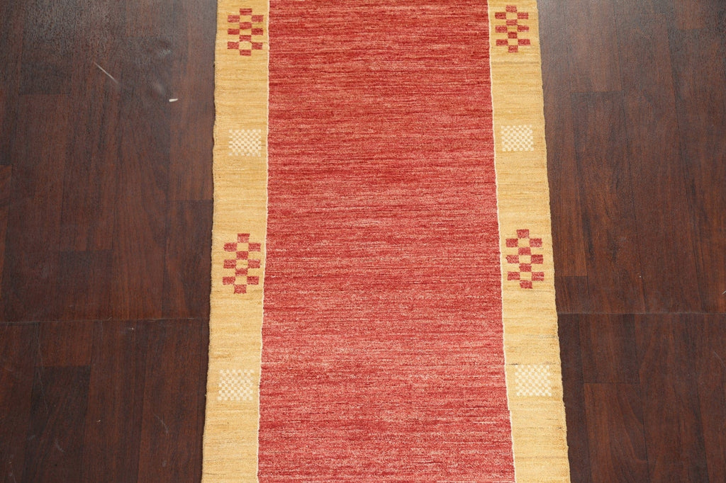 Geometric Gabbeh Kashkoli Oriental Runner Rug 3x9