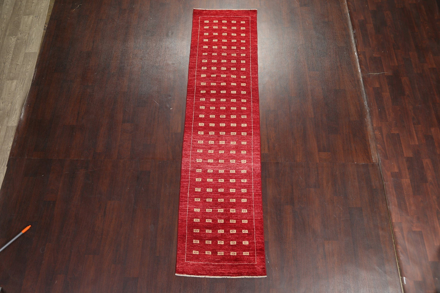 Red Gabbeh Kashkoli Oriental Runner Rug 3x10